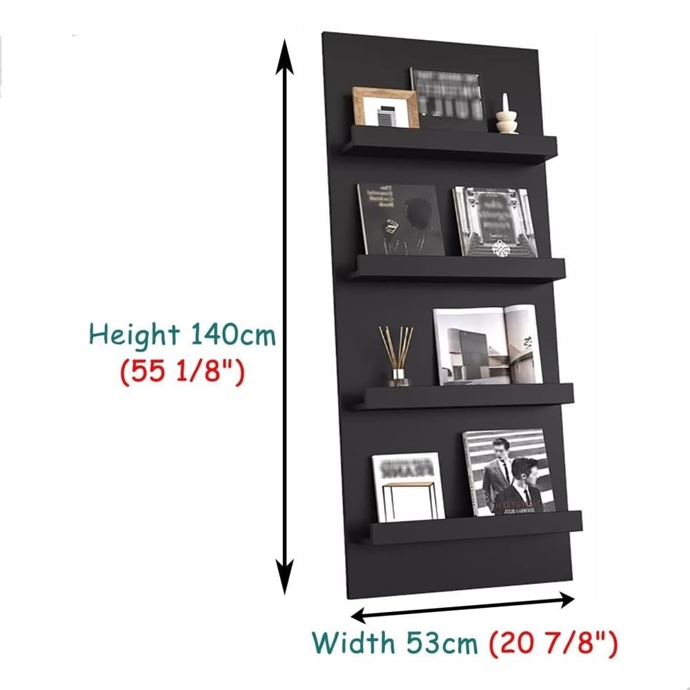 UWYTGF Magazine Rack, Wooden Magazines Shelves Display Stands, Publication Organizer Shelf for Journals, Booklet Holders for Residences, Retail Spaces, and Reception Areas,for Informati,Black