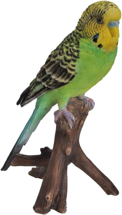 Hi-Line Gift Ltd Green Budgie on Branch Statue