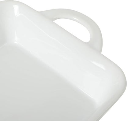Gibson Home Gracious Dining Baking Dish - 2.5-Quart White Stoneware Casserole with Handles | 14.6 x 8.5-Inch Oven Safe