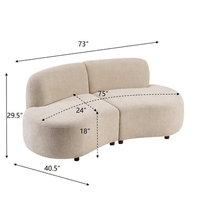 Merax 73" Curved Cloud Loveseat, Boucle Upholstered 2 Seater Sectional Sofa with Wooden Frame, Modern Curved Cloud Couch for Living Room, Cozy Leisure Couches, Easy Assembly, Beige