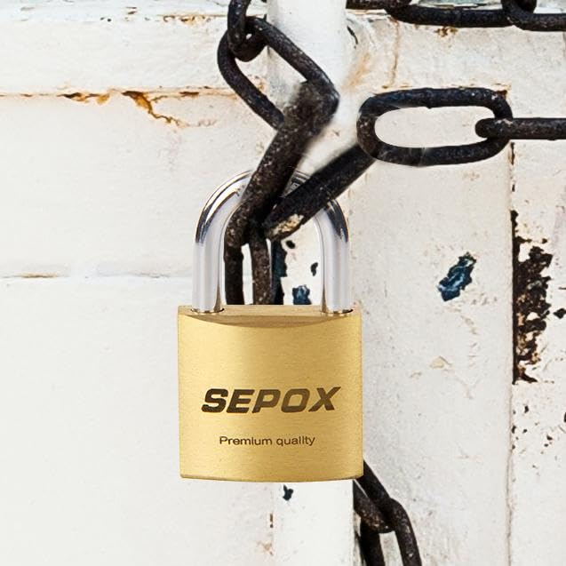 SEPOX® 3Pcs Pack Heavy-Duty Solid Brass Padlocks with Same Keys 4Pcs, Weather Proof Body 40mm 1-9/16", Anti-Rust & Anti-Cut Shackle, Outdoor Lock & Key, Keyed Alike for Gates, Shed, Fence, Gym Locker