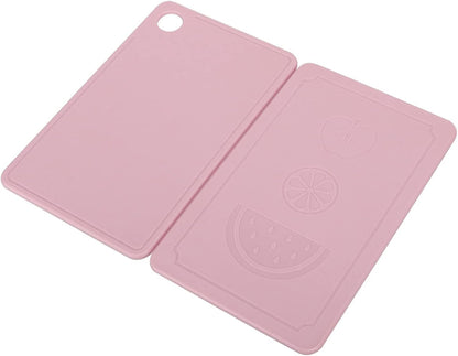 Small Cutting Board, Folding Plastic Cutting Board with Juice Grooves, Mini Pink Fruit Cutting Board