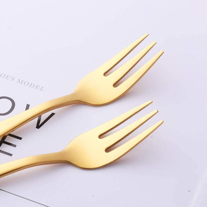 Comicfs 12-Piece Appetizer Small Forks, 5.2 Inches Stainless Steel Gold 3-Tine Forks for Party Travel (12 Forks)