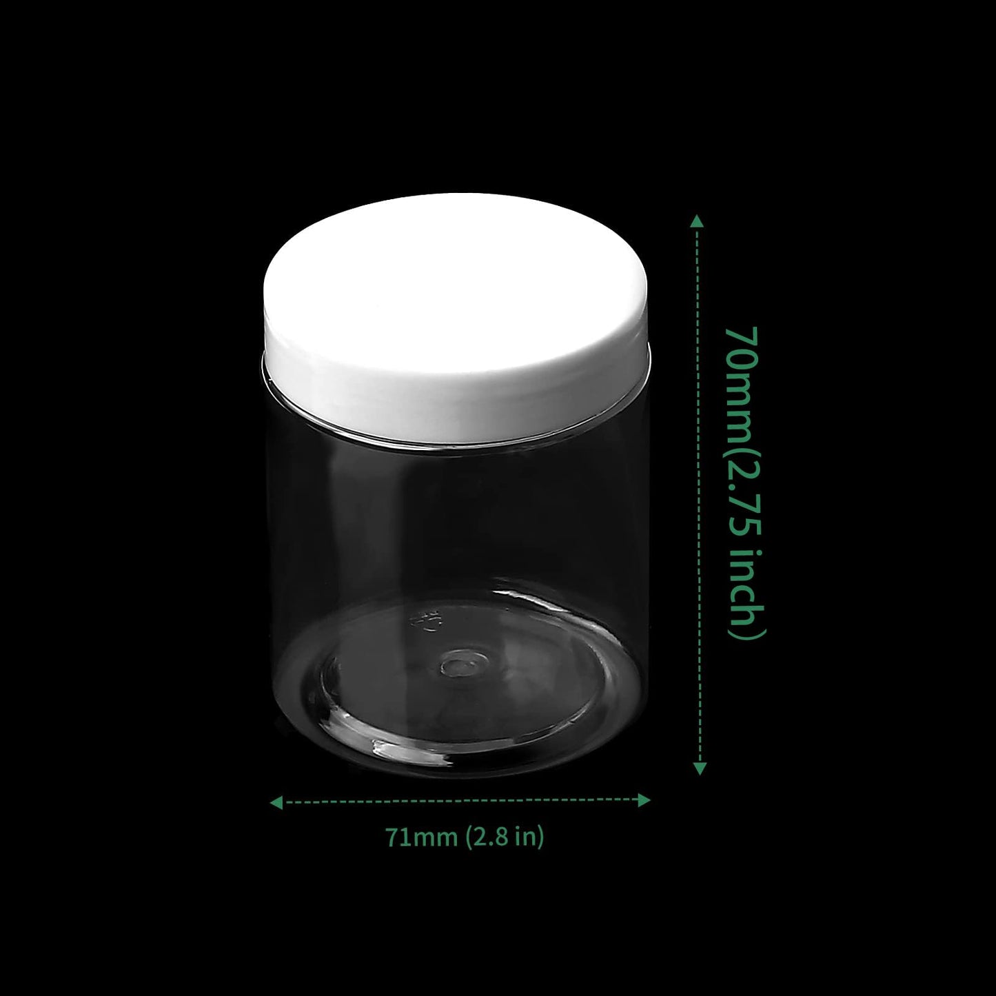 YUENPUN 30 Pack 7oz Plastic Jar Storage Container, Clear Slime Jars with White Lids, Refillable Empty Containers, Wide Mouth Storage Jars for Kitchen Dried Fruit,Seasoning and Cosmetic Cream
