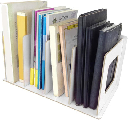 Fdit Wooden Desktop Bookshelf Rack, Storage Shelf for Home, School, Office Organizer (Warm White)