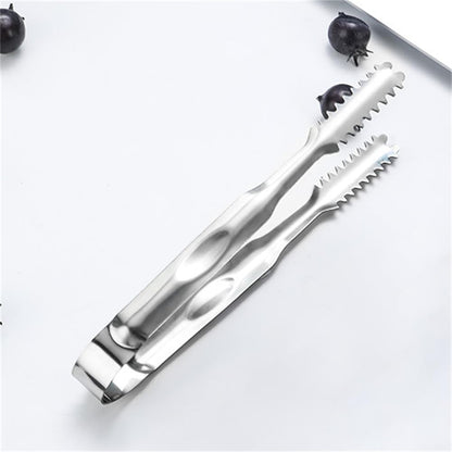 2 Pcs Ice Tongs for Ice Bucket - Premium Stainless Steel with Teeth for Serving Ice, Sugar Cubes, Tea Party (Silver,