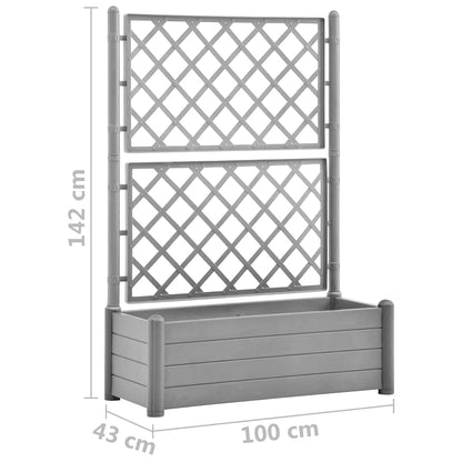 XHNIFBN Stone Grey Large Vertical Garden Planter with Integrated Trellis 39.4 x 39.4 x 55.9 in UV Polypropylene Rectangular Flower Box for Patio Balcony Outdoor Gardening