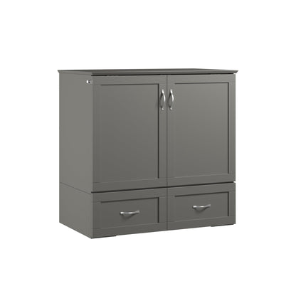 AFI, Hamilton Twin XL Murphy Bed Chest with 6" Mattress, Storage Drawer, and Built-in USB Charger, Grey