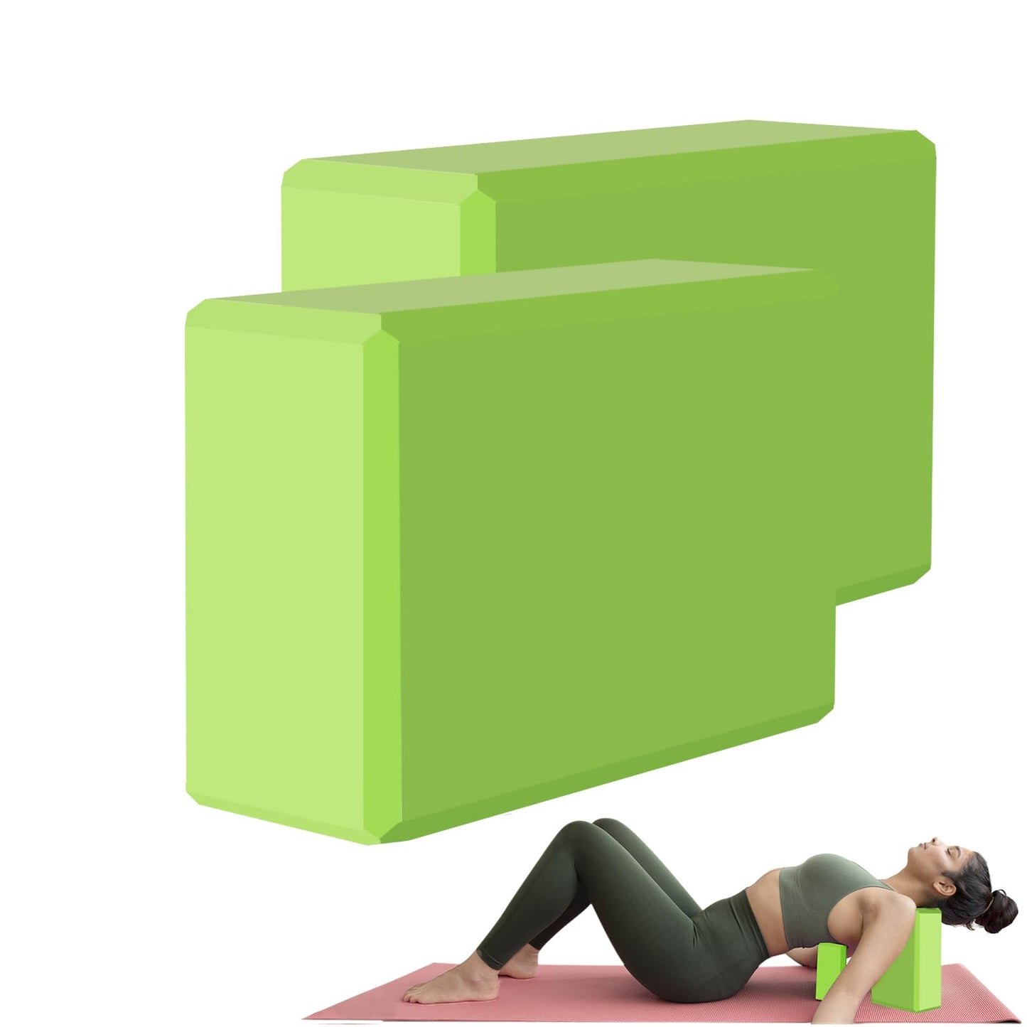 Yoga Block - Supportive Latex-Free Eva Foam - Soft Non-Slip Surface with Beveled Edges for Yoga, Pilates, Meditation - Yoga Accessories for Stability, Balance, Deepen Stretches