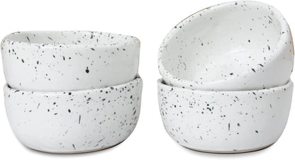 roro Exquisite Handmade Ceramic Stoneware Sauce Bowls, Set of 4, Speckled White, Microwave-Safe, Dishwasher-Safe