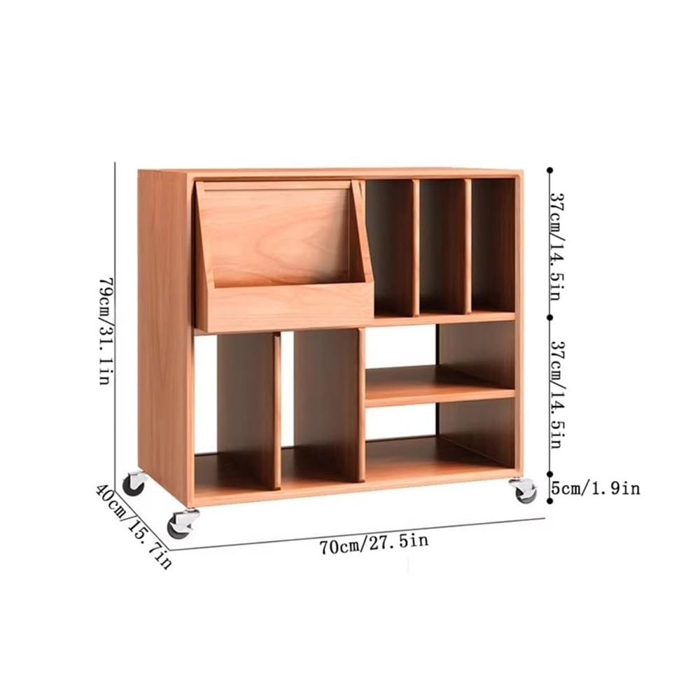 YGwnjqr Cd Rack Home Vinyl Record Storage Rack Wooden Books Magazine Cabinet with Universal Wheel,