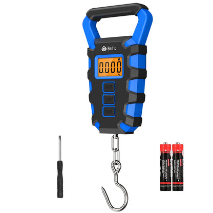AMIR Luggage Scale with Hook, 110Lb/50kg Digital Fishing Scale, Portable Electric Hanging Scale Non-Slip Big Handle, 3 Modes-LB/OZ/KG, Backlit LCD Display