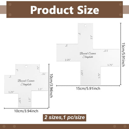 INFUNLY 2pcs Boxed Corner Template 2 Size Cutting Corners Template 0.75"-1.5"/1.75"-2.5" Clear Acrylic Quilting Box Corner Stencil Ruler Sewing Tools Set for Beginners Curve Bag Pocket DIY Sewing