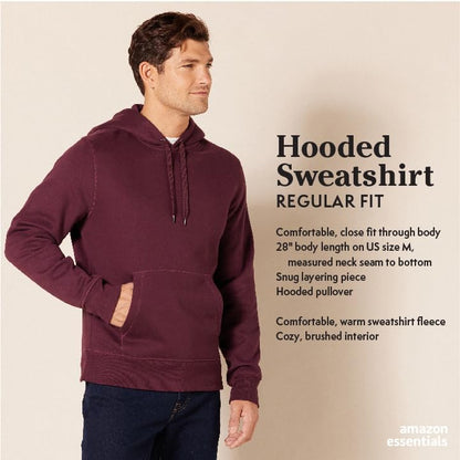 Amazon Essentials Men's Pullover Sweatshirt Hoodie, Big & Tall Options Available, Black Heather, X-Large