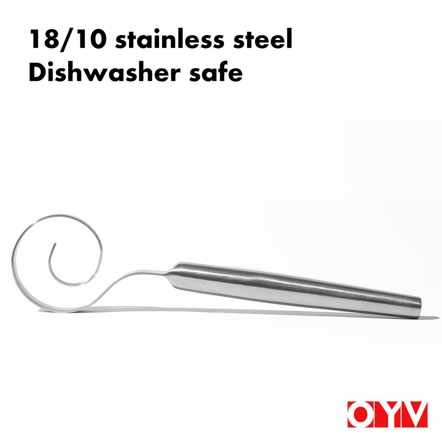 OYV 12-Inch Seamless Dough Whisk, 18/10 Stainless Steel Bread Whisk, Danish Whisk for Sourdough, Pizza, Cookies, Pancake & Waffle, Easy to Clean Sour Dough Tools
