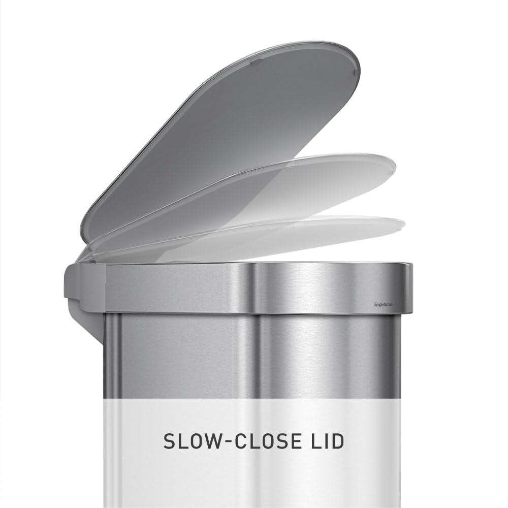 simplehuman 45 Liter / 12 Gallon Slim Hands-Free Kitchen Step Trash Can, Brushed Stainless Steel