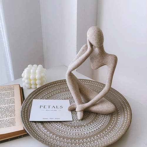 Asng Sandstone Resin Thinker Style Abstract Sculpture Statue Collectible Figurines Home Office Bookshelf Desktop Decor