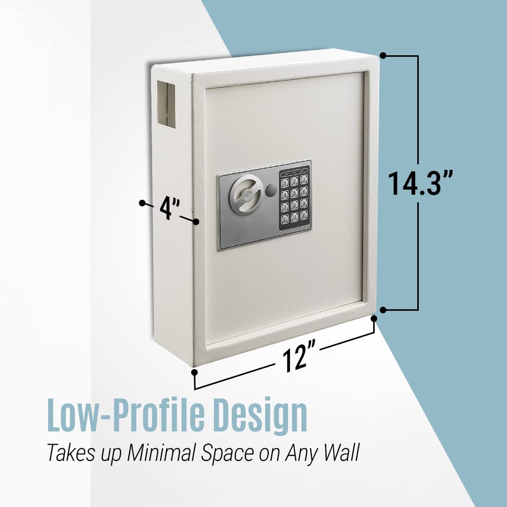 Adiroffice Key Holder Wall Mount - 40-keys Lock Box with Code, Key Cabinet Wall Mount, Valet Parking Key Box, Car Dealer Key Cabinet - Space Saving Locking Key Box Wall Mount with Digital Lock