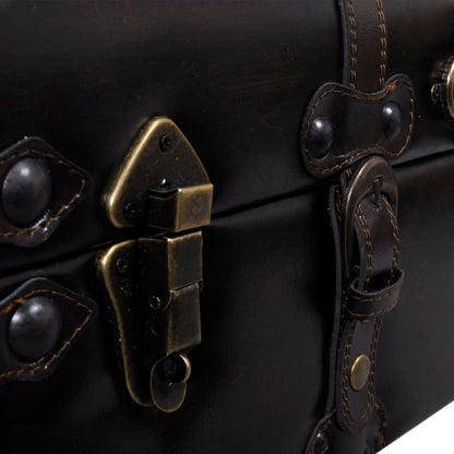 HPUYRFG Dark Brown Travel Trunk Storage Bench 43.7" with Faux Leather Seat and Wooden Frame