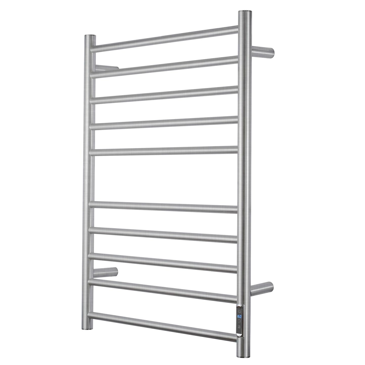 BLARALA Heated Towel Racks for Bathroom, Wall Mounted Electric Towel Warmer Racks with Timer & Temperature Control, 10 Bar Stainless Steel Towel Heater for Bathroom, Brushed Silver, Plug-in