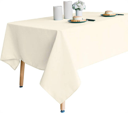 210GSM (Ivory,60 60 Inch) Obstal Rectangle Table Cloth - Heavy Duty Water Proof Microfiber Tablecloth, Decorative