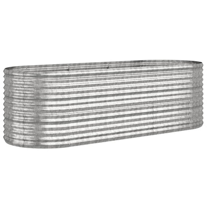 Foknhdi 88.2 x 31.5 x 26.8 in Large Oval Raised Garden Bed, Powder-Coated Steel Planter Box, Silver Modern Raised Planter for Patio Balcony Outdoor Vegetables Herbs Flowers