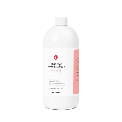 Manduka Yoga Mat Wash and Refresh – 100% Natural Essential Oil Yoga Mat Cleaning Spray, Fitness Equipment and Gym Accessories Cleaner, Non-irritating, Pet Friendly | Lemongrass Scent, 8 oz