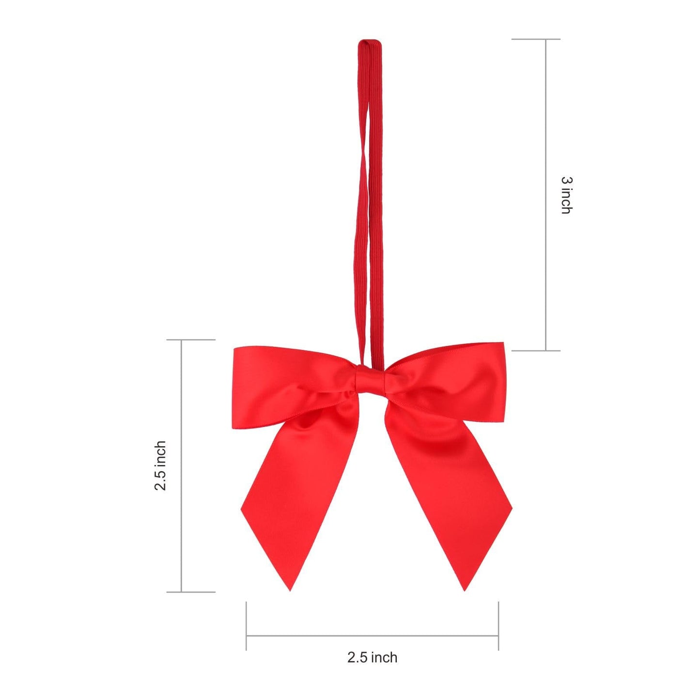 Meseey 50pcs 3 Inch Stretch Elastic Loops with Pre-Tied Red Ribbon Bows for Gift Wrapping,Baby Showers, Weddings, Christmas Boxes (3", Red)