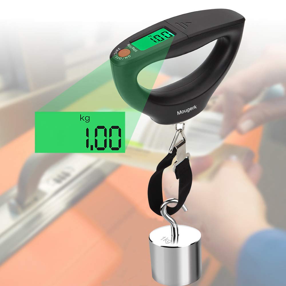 Mougerk 110lb 50kg Portable Digital Hanging Luggage Weight Scale Postal Scales, 2 AAA Batteries (Not Included) (Black)