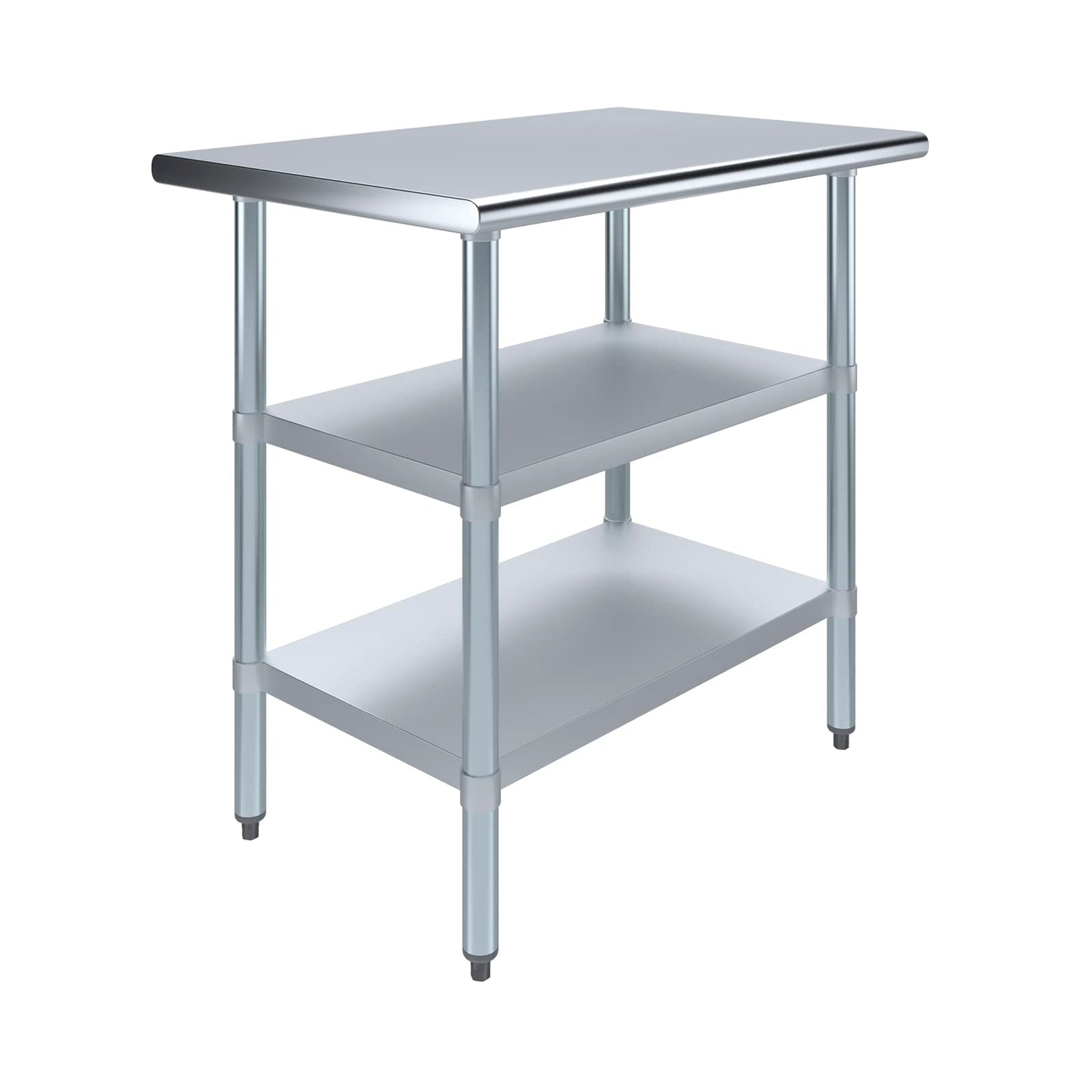 AmGood Stainless Steel Work Table with 2 Shelves | NSF | Metal Utility Table (36" Long x 24" Deep)