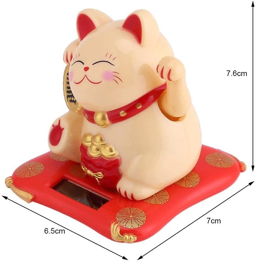 Acogedor Solar Waving Cat, Good Luck Lucky Welcoming Cat with Waving Arm for Car Home Office Decoration