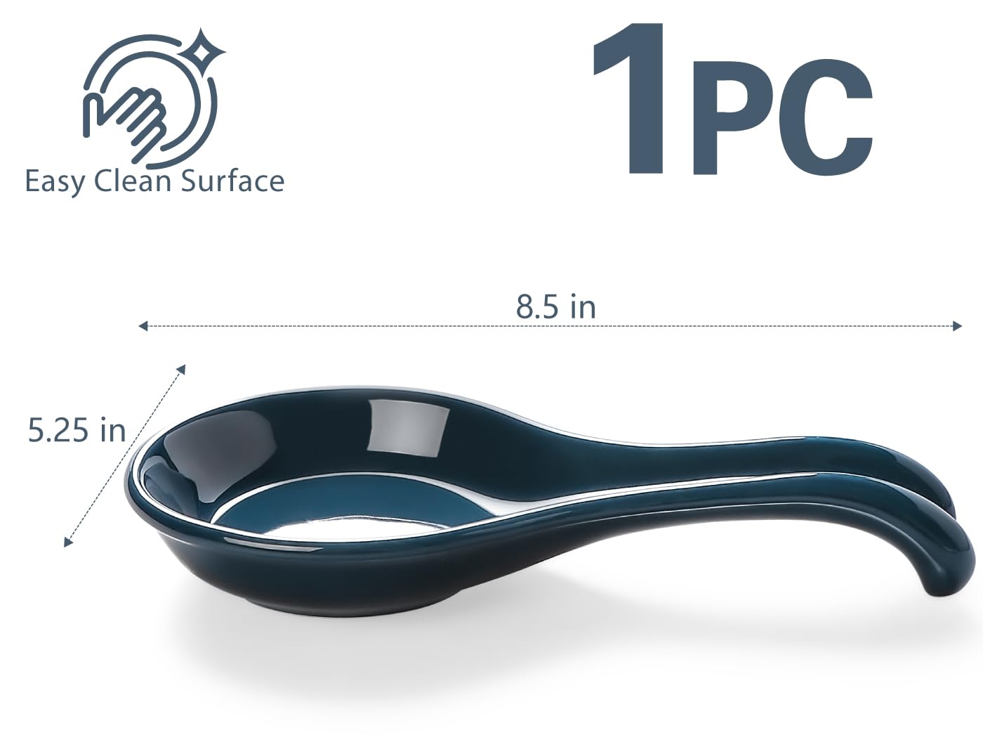 ONEMORE Spoon Rest for Stove Top, Extra Large Blue Ceramic Coffee Spoon Holder for Kitchen Counter, Heat-resistant Spatula Ladle Cooking Utensil Rest for Kitchen Decor