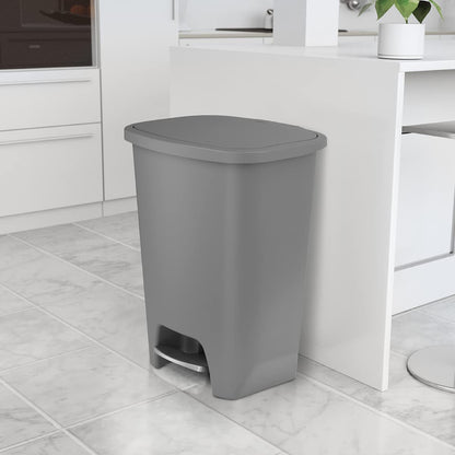 Glad Premium 20 Gallon Trash Can - Plastic Kitchen Waste Bin with Odor Protection of Lid, Stainless Steel Step On Foot Pedal and Garbage Bag Rings, Black