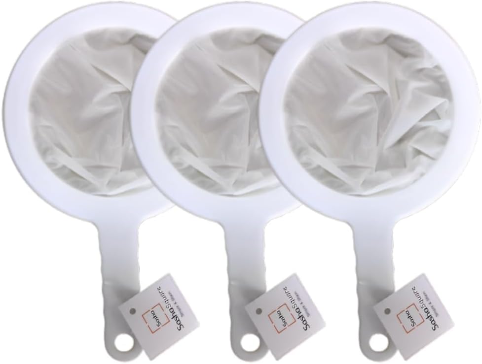 Kitchen Ultra-Fine Nylon Mesh Strainer, Plastic Sieve Filter Spoon Set of 3 for Soy Milk Coffee Yogurt Juice