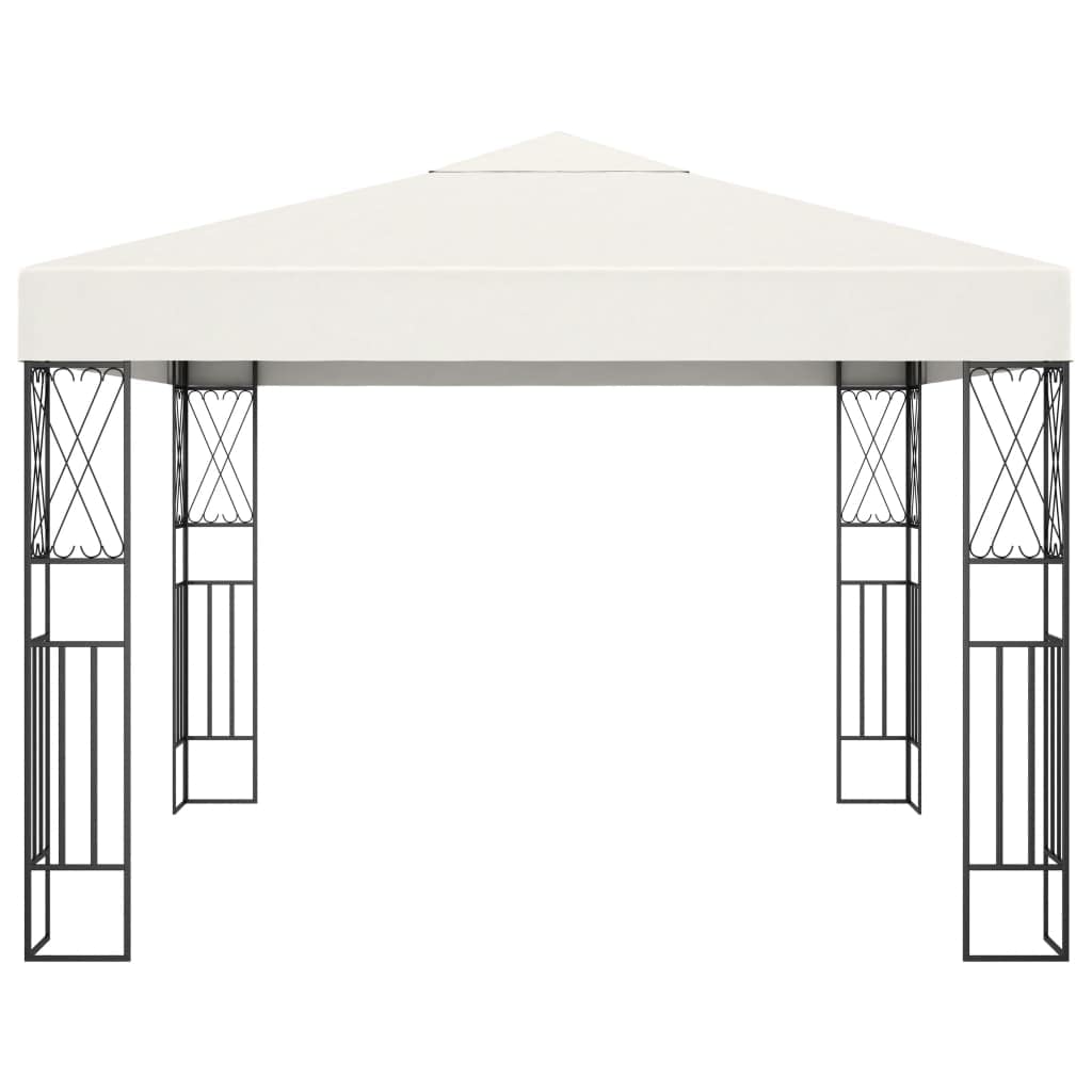 Cream Polyester Gazebo, 9.8x9.8 ft Square Outdoor Canopy Tent with Powder-Coated Steel Frame, Water Resistant UV Protection for Patio, Garden, Terrace Outdoor Structures