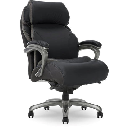 BOWERY HILL Faux Leather Modern Swivel Executive Office Desk Chair, Height Adjustable Upholstered Rolling Chair for Meeting Room, Comfortable Computer Chair for Home Office and Study Room, Black