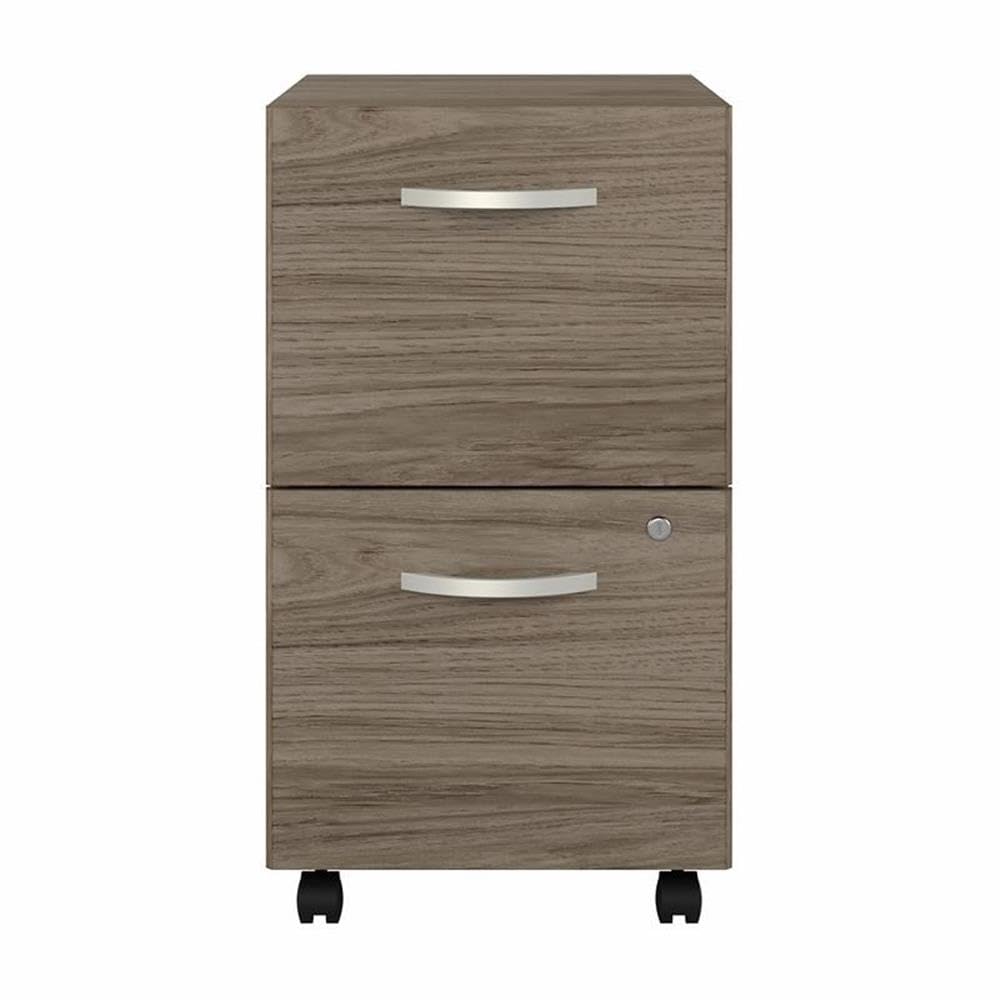 Bush Business Furniture Hybrid 2 Drawer Mobile File Cabinet in Modern Hickory - Assembled