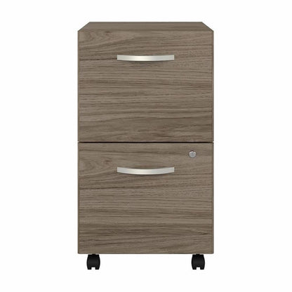 Bush Business Furniture Hybrid 2 Drawer Mobile File Cabinet in Modern Hickory - Assembled