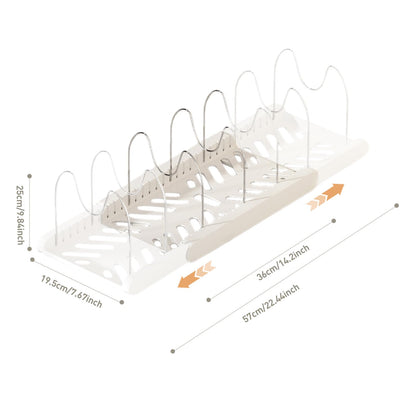 Lhieiayh Pot Rack -Expandable Pan Organizer for Cabinet,Pot Lid Holder with 7 Adjustable Compartment for Kitchen Cabinet Cookware Baking Frying Rack,Apricot