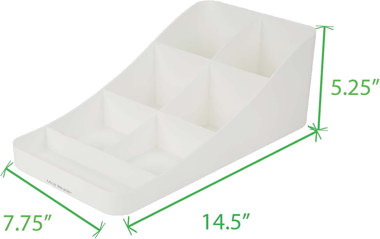 Mind Reader Coffee Condiment Storage Organizer, 7 Compartment for Cups, Lids, Sugars, Stirrers, White