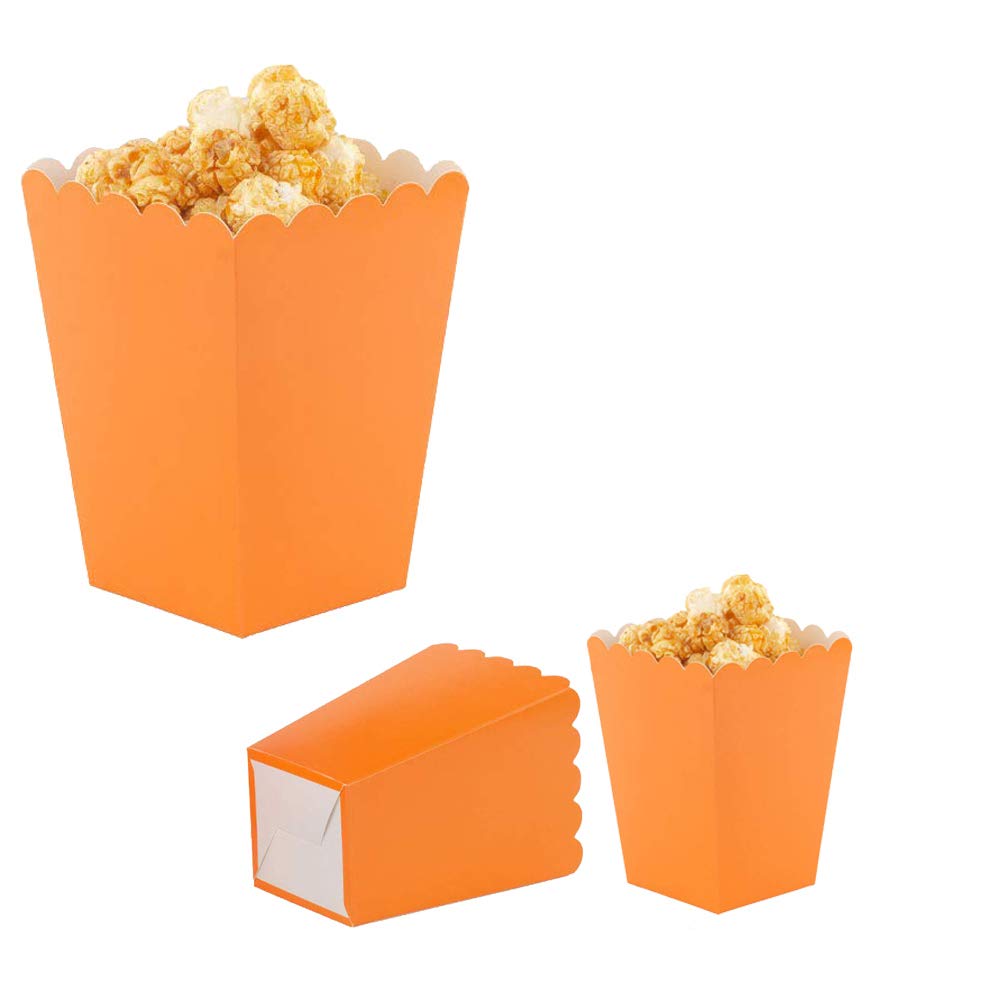 AimtoHome Orange Popcorn Boxes 24 Pack, 4.1" Disposable Snack Containers for Movie Night, Birthday Party Favors, Carnival Concession Supplies