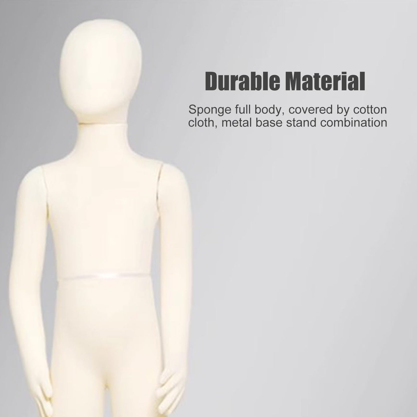 Child Mannequin Full Body Dress Form with Square Base - Detachable Sewing Dummy for Boutique Display, Ideal for 6-Year-Olds Clothing Fittings & Retail Showcases, Perfect for Tailors and Desi