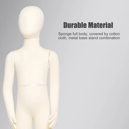 Child Mannequin Full Body Dress Form with Square Base - Detachable Sewing Dummy for Boutique Display, Ideal for 6-Year-Olds Clothing Fittings & Retail Showcases, Perfect for Tailors and Desi