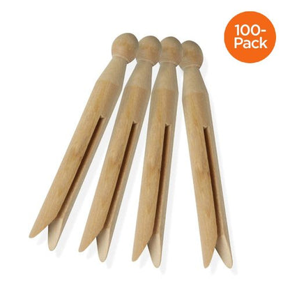 Honey-Can-Do 100 Pack Round Birch Wood Clothespins, Durable Wood Clips For Hanging Clothes, Pins, And Laundry, For Organizing, Drying & Everyday Use, Practical Hanging Solutions, Reliable Wooden Clips