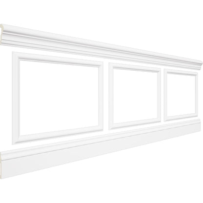WPKUSQ101P032 94 1/2"L (Adjustable 32"H to 36"H) Ashford Square Panel Traditional Wainscot Paneling Kit