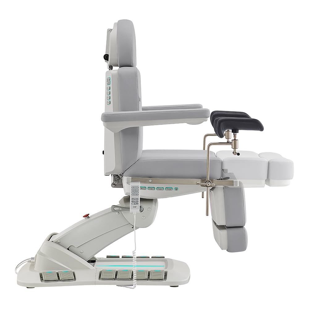 Dir Medical Spa Chair 4-Motor Electric Medical Examination Room Table with Stirrups Spa Beauty Bed Esthetician Chair Facial Bed with Position Memory Function Geneva