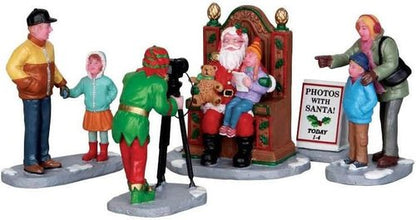 Lemax Christmas Village Santa Photo Set - Festive Decor for Holiday Celebrations | Set of 5