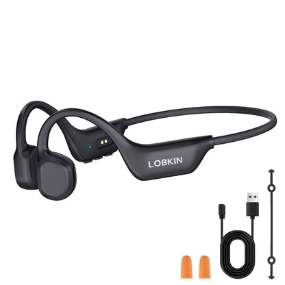 LOBKIN Bone Conduction Headphones - Open Ear Headphones Wireless Bluetooth 6.0 with Mic, 10H Playtime, IPX6, Sweat Resistant, Lightweight Sports Headphone for Running, Cycling, Gym, Outdoor, Black