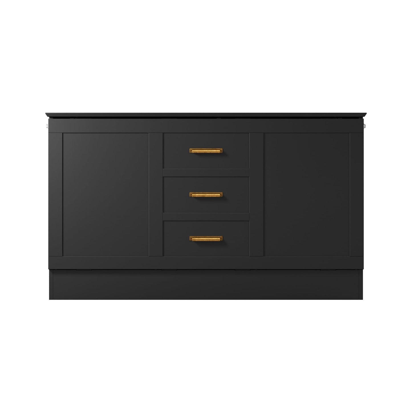 AFI, Charleston Queen Wood Murphy Bed Chest with 6" Mattress, Black
