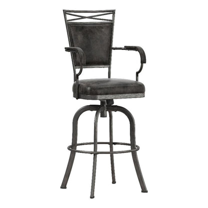 Hillsdale Bridgetown Metal Bar Height Swivel Stool, Pewter